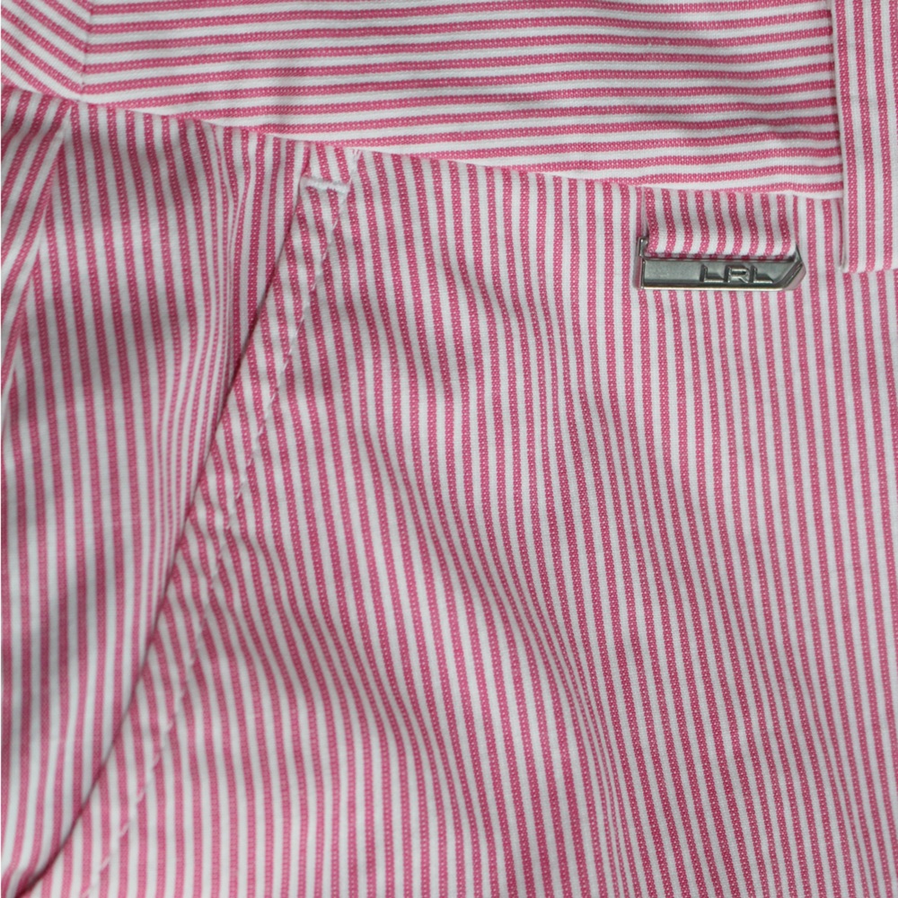 Lauren Ralph Lauren Pink and White Striped Seersucker Bermuda Active Shorts - Picture 3 of 12